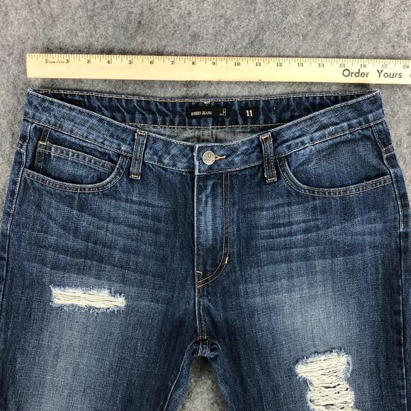 Hidden Women Jeans 11 Cropped Straight High Rise Medium Wash Distressed USA Made - Picture 9 of 13